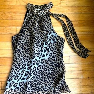 Y2K Leopard print sleeveless blouse